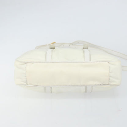 Prada Vintage Tote Tessuto with Leather, WHITE, NYLON, Tote bag