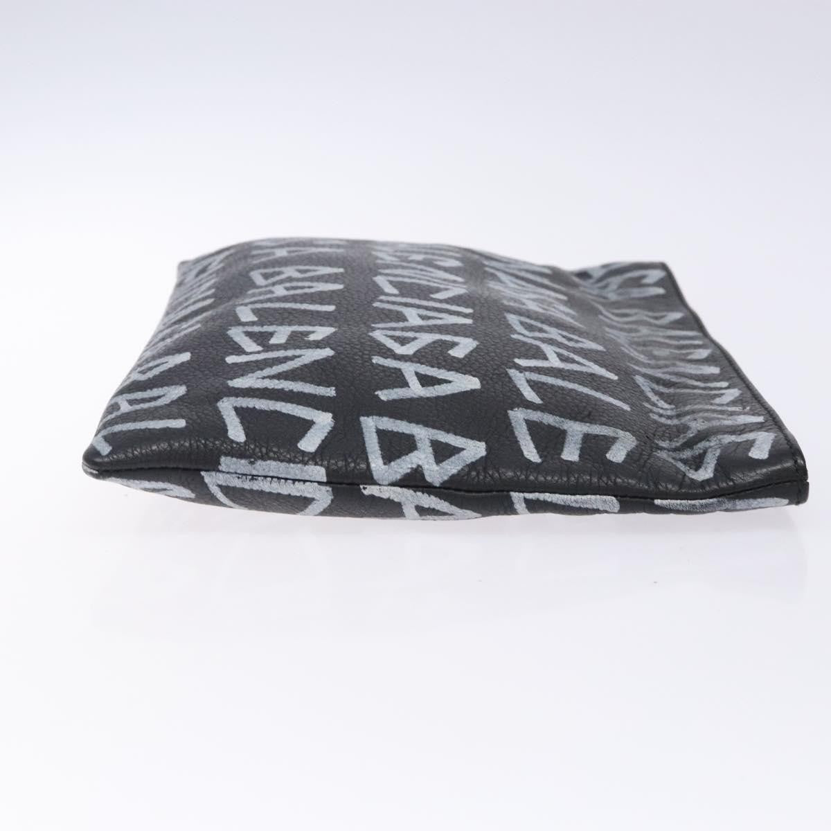 Balenciaga Graffiti Pouch Leather, BLACK, LEATHER, Clutche & pouche