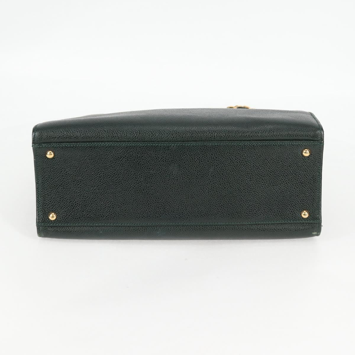 Chanel Vintage CC Lock Pocket Chain Tote Caviar, GREEN, LEATHER, Handbag