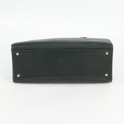 Chanel Vintage CC Lock Pocket Chain Tote Caviar, GREEN, LEATHER, Handbag