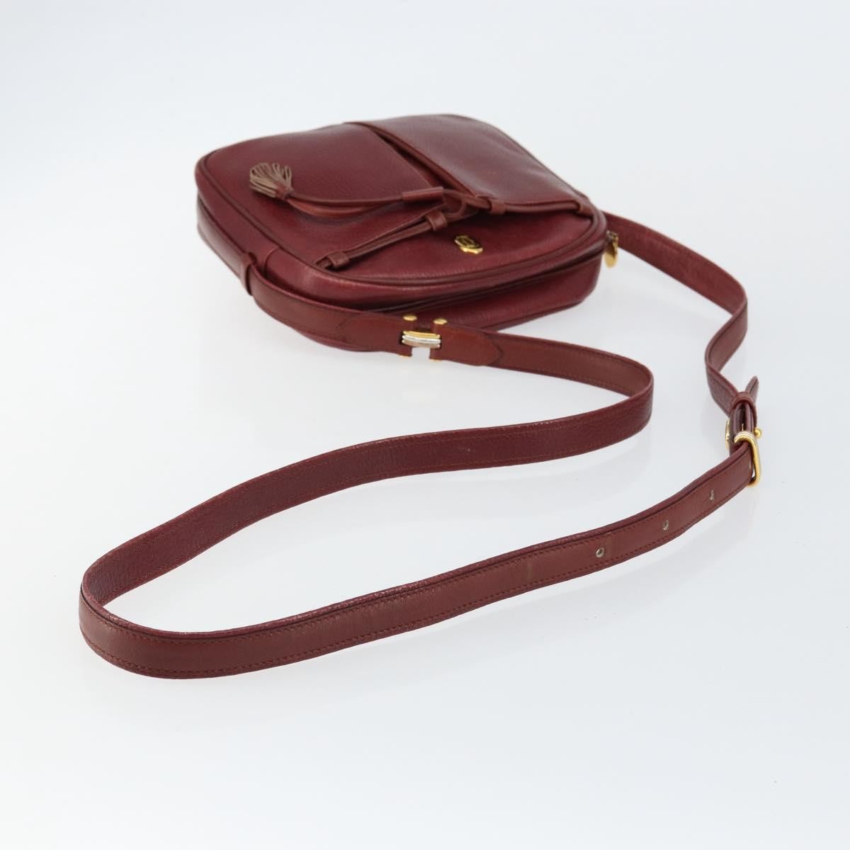 cartier Tasseled Must de Cartier Crossbody Bag Leather, BURGUNDY, LEATHER, Shoulder bag