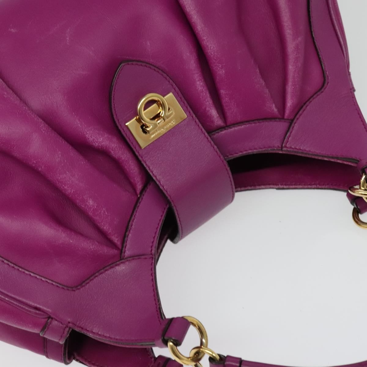 Salvatore Ferragamo Gancini handbag Leather, PURPLE, LEATHER, Handbag