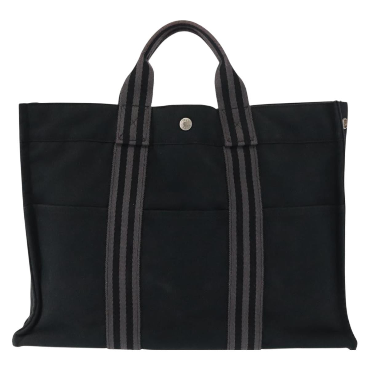 Hermes Fourre Tout Tote Canvas, BLACK, CANVAS, Tote bag
