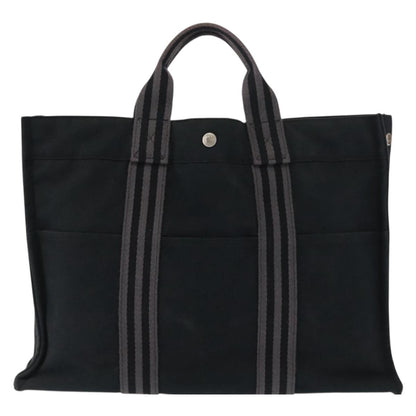 Hermes Fourre Tout Tote Canvas, BLACK, CANVAS, Tote bag