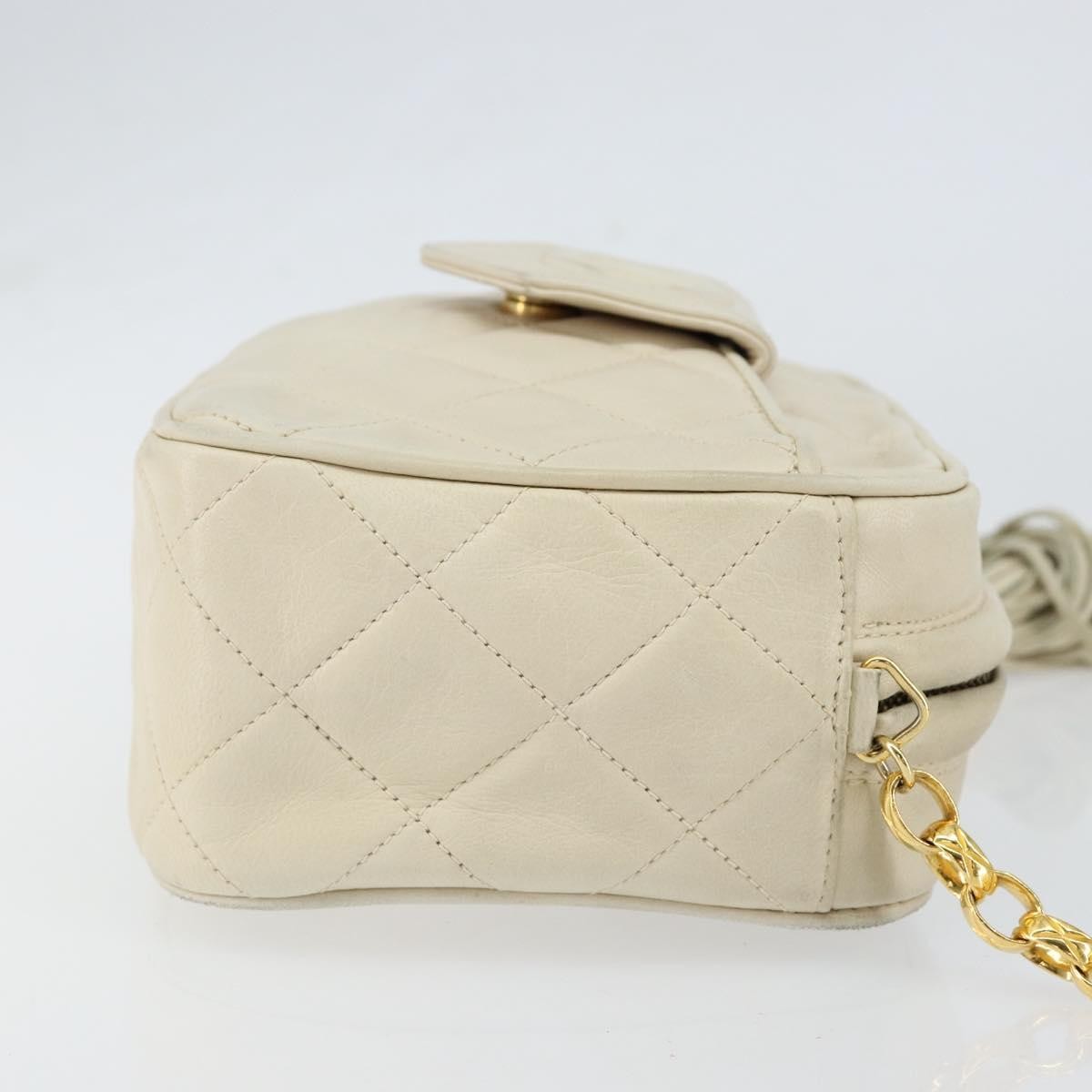 Chanel Vintage Front Pocket Camera Bag Quilted Lambskin, BEIGE, LEATHER, Shoulder bag