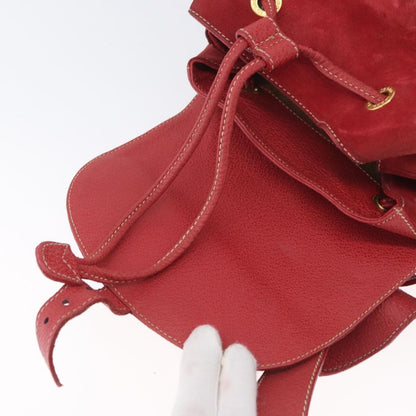 Gucci Vintage Bamboo Backpack Suede and Leather, Red, Suede, Backpack