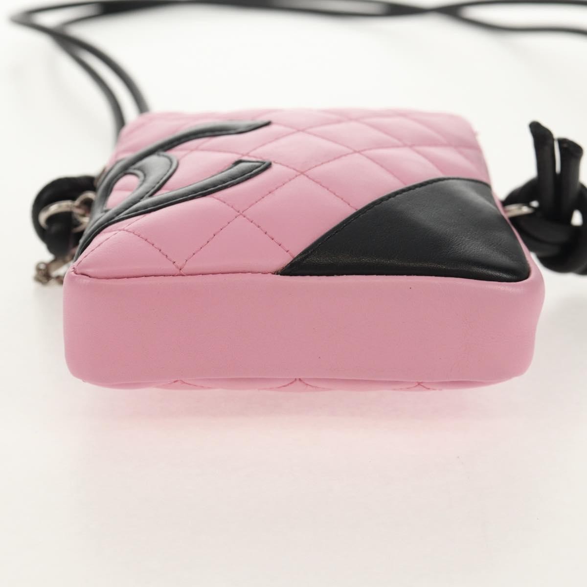 Chanel Cambon Zip Pouch Quilted Leather, PINK, LEATHER, Clutche & pouche