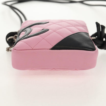 Chanel Cambon Zip Pouch Quilted Leather, PINK, LEATHER, Clutche & pouche