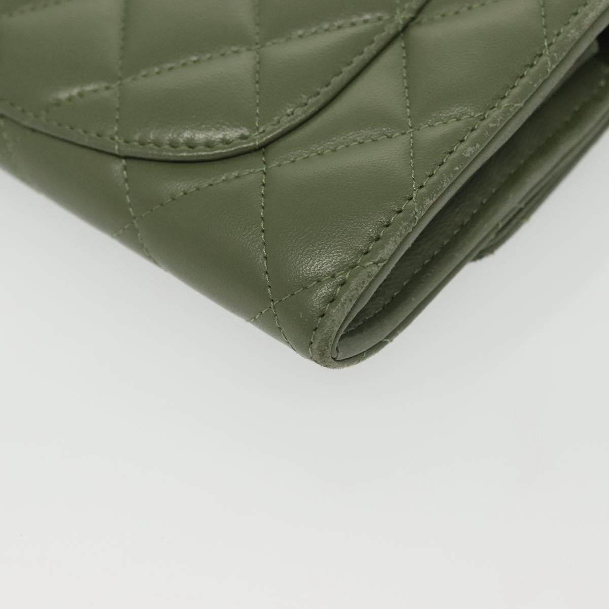Chanel CC Gusset Classic Flap Wallet Quilted Lambskin, GREEN, LEATHER, Wallets