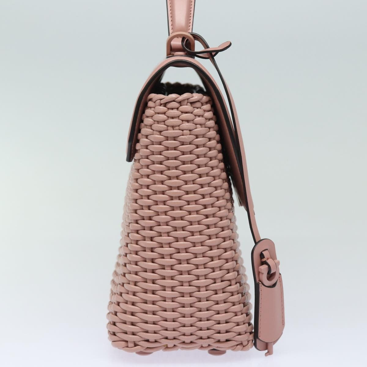 Salvatore Ferragamo Boxyz Top Handle Bag Woven Leather, PINK, LEATHER, Shoulder bag