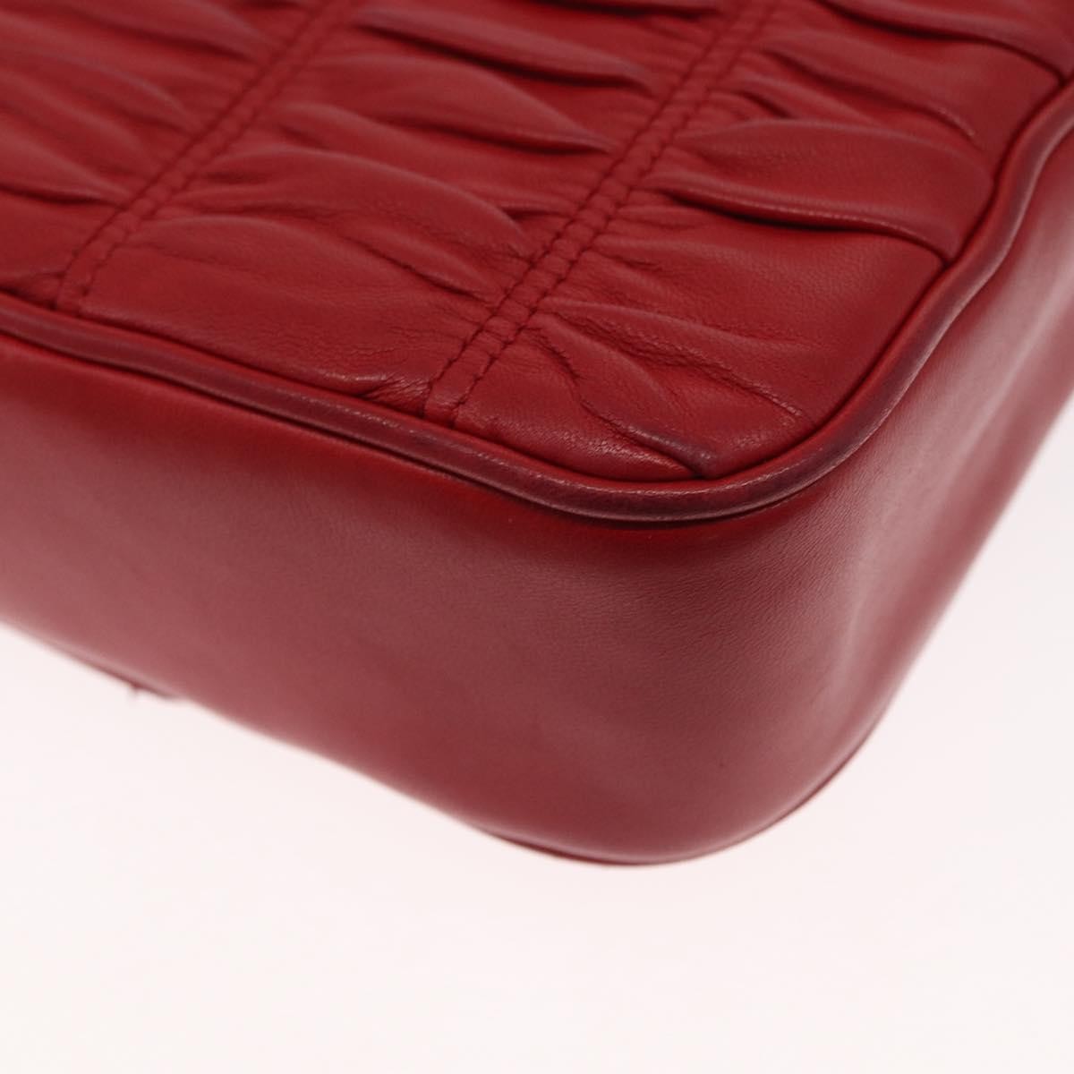 Prada Gaufre Chain Flap Shoulder Bag Nappa Leather, RED, LEATHER, Shoulder bag