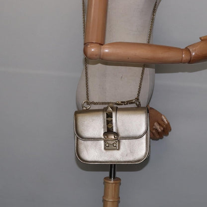 Valentino Garavani Glam Lock Shoulder Bag Leather, GOLD, LEATHER, Shoulder bag