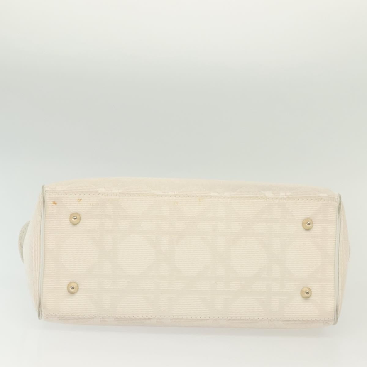 Christian Dior Cannage Handbag Canvas, WHITE, CANVAS, Handbag