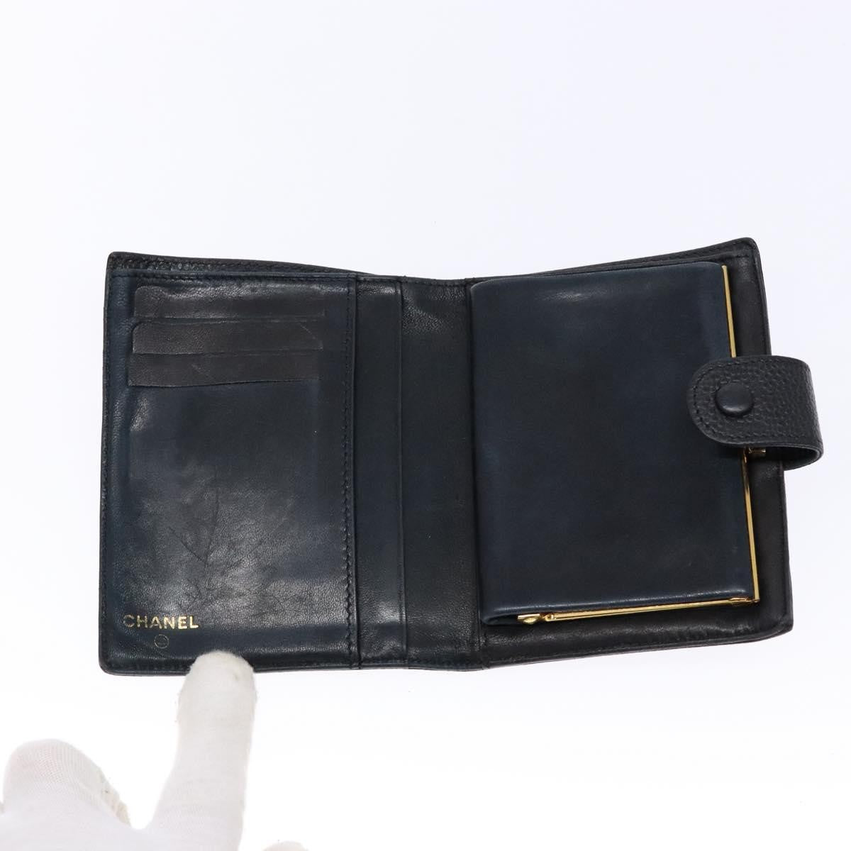 Chanel CC Bifold Wallet Quilted Caviar, BLACK, LEATHER, Wallets