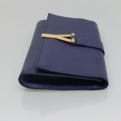 Saint Laurent Chyc Clutch Leather, BLUE, LEATHER, Clutche & pouche