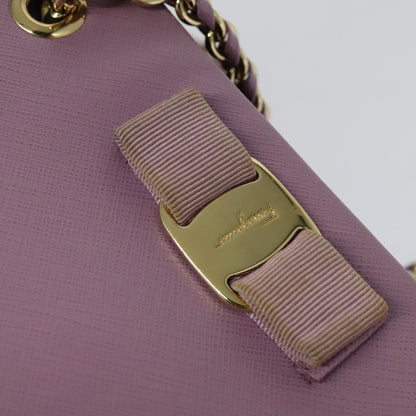 Salvatore Ferragamo Vara Bow Chain Tote Leather, PURPLE, LEATHER, Tote bag