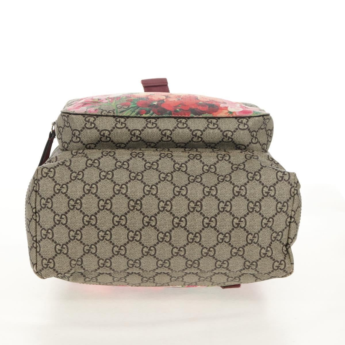 Gucci Buckle Backpack Blooms Print GG Coated Canvas, BEIGE, CANVAS, Backpack