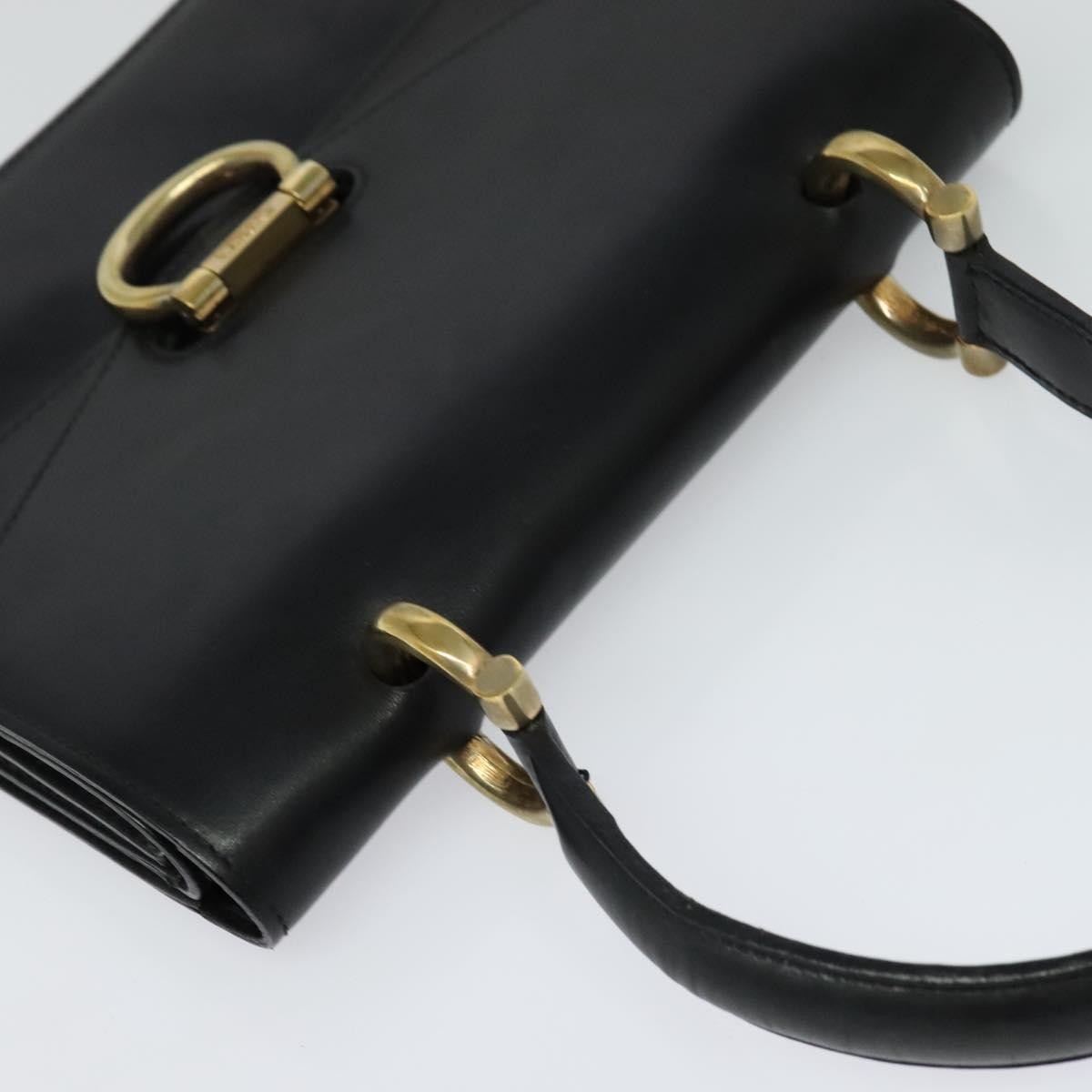 Celine Gancini Handbag Leather, BLACK, LEATHER, Handbag