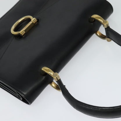 Celine Gancini Handbag Leather, BLACK, LEATHER, Handbag