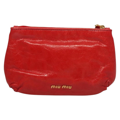 Miu Miu Zip Wristlet Pouch Leather, RED, LEATHER, Clutche & pouche