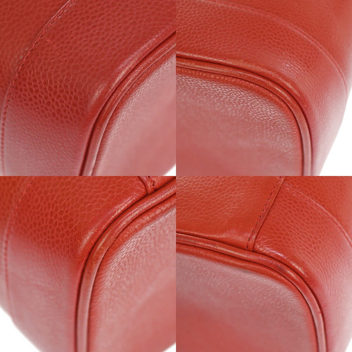 Chanel Vintage Timeless Cosmetic Case Caviar, RED, LEATHER, Handbag