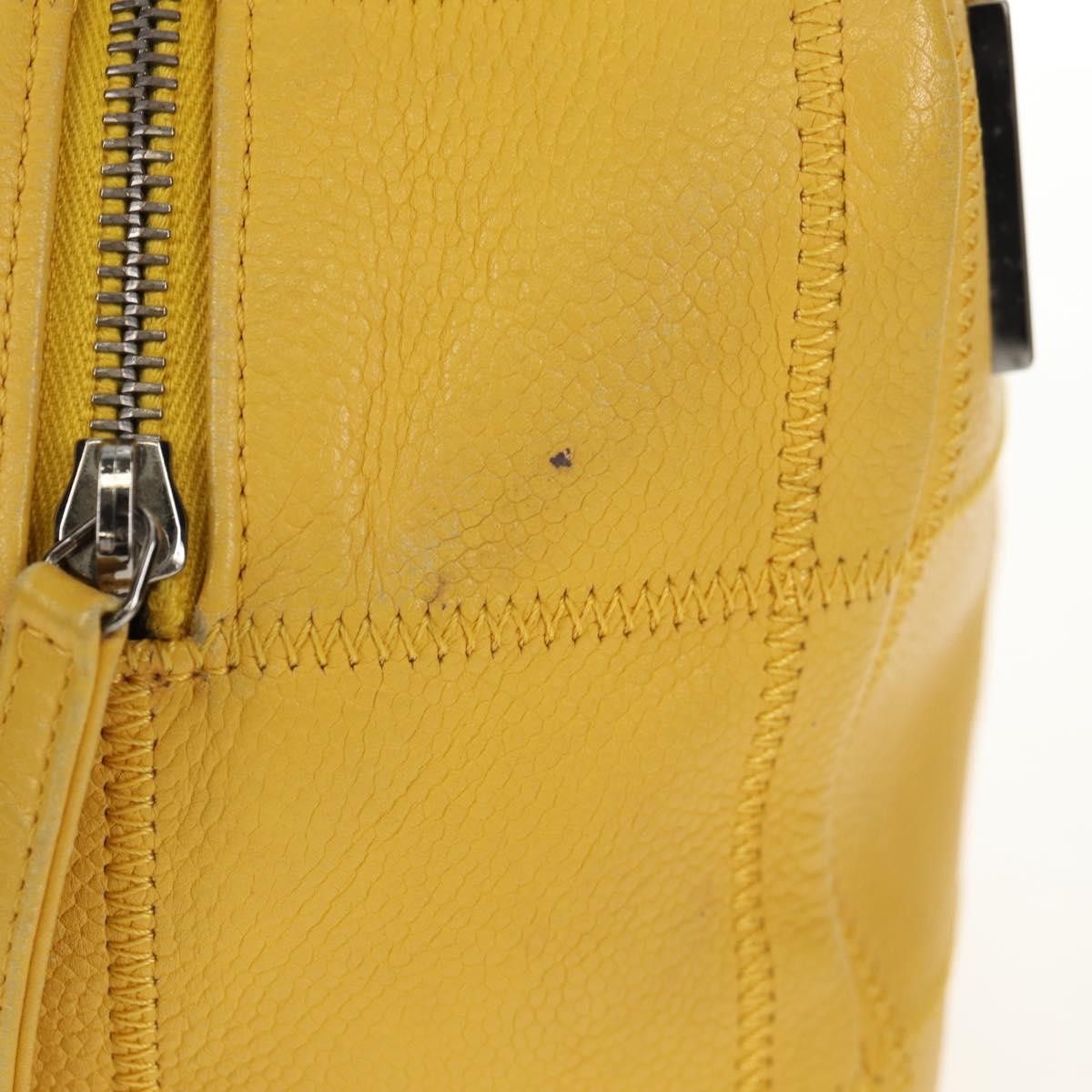 Chanel Square Stitch Bowler Bag Quilted Caviar, YELLOW, LEATHER, Handbag