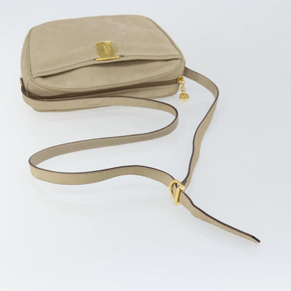 Salvatore Ferragamo Vala Shoulder Bag Suede, BEIGE, SUEDE, Shoulder bag