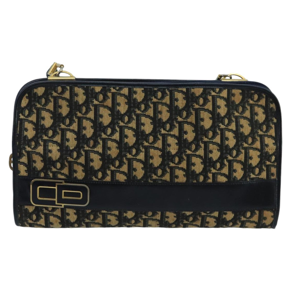 Christian Dior Vintage Trotter Crossbody Bag Diorissimo Coated Canvas, NAVY, CANVAS, Shoulder bag