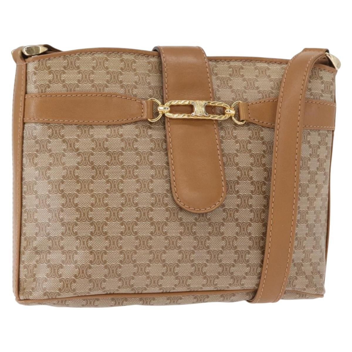 Celine Vintage Macadam Shoulder Bag Canvas, BEIGE, CANVAS, Shoulder bag