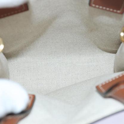 Celine Vertical Cabas Tote Canvas with Leather, WHITE, CANVAS, Handbag