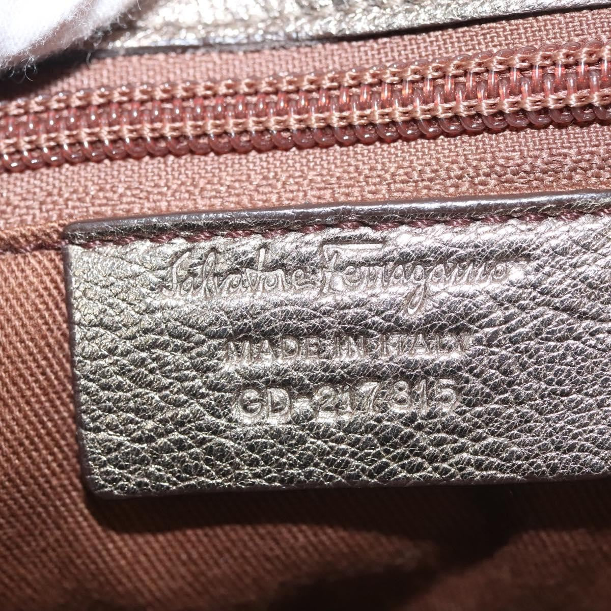 Salvatore Ferragamo Gancini Shoulder Bag Leather, GOLD, LEATHER, Shoulder bag