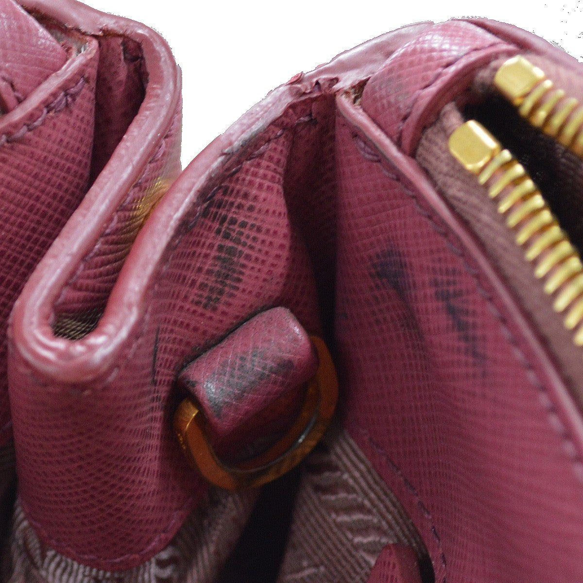 Prada Double Zip Lux Tote Saffiano Leather, PINK, LEATHER, Handbag