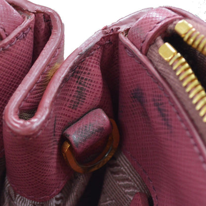 Prada Double Zip Lux Tote Saffiano Leather, PINK, LEATHER, Handbag