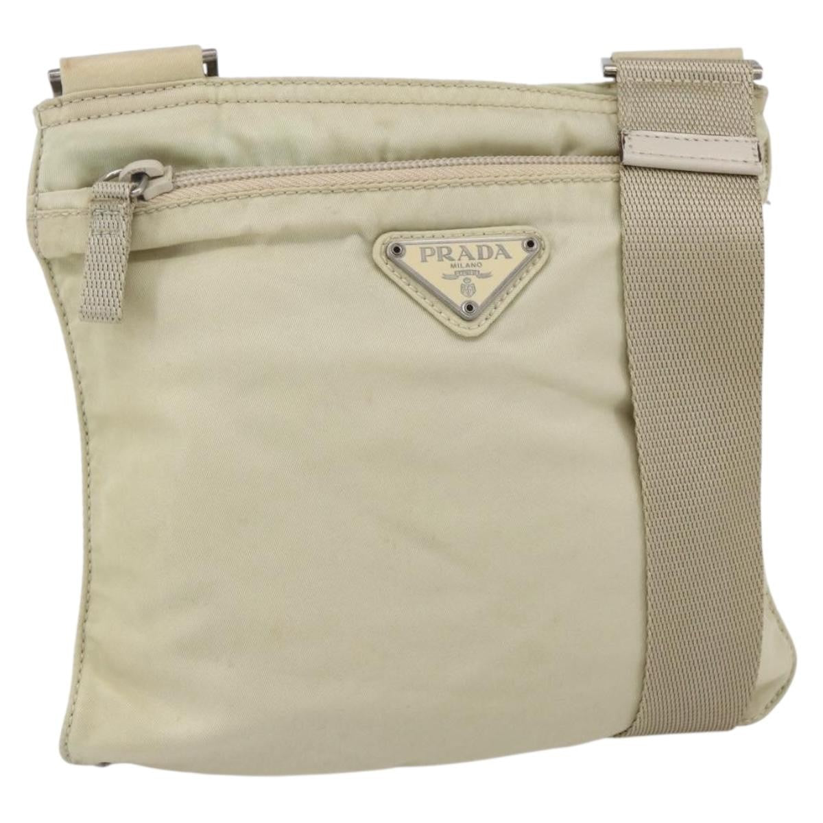 Prada Front Pocket Messenger Bag Tessuto, BEIGE, NYLON, Shoulder bag
