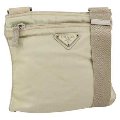 Prada Front Pocket Messenger Bag Tessuto, BEIGE, NYLON, Shoulder bag