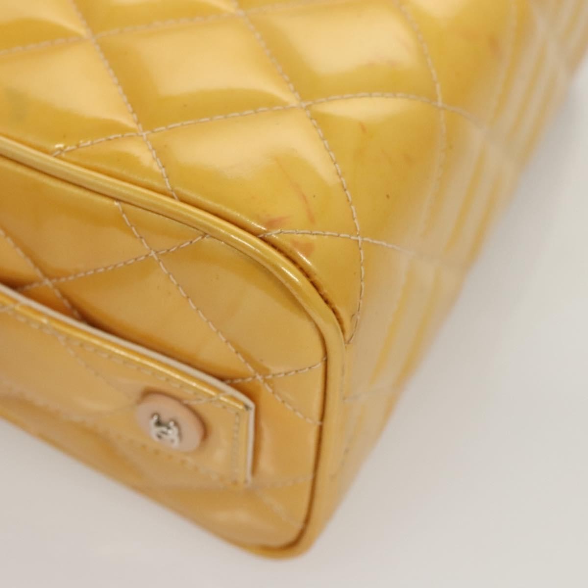 Chanel Vintage Metal Box Bag Quilted Lambskin, YELLOW, PATENT_LEATHER, Handbag