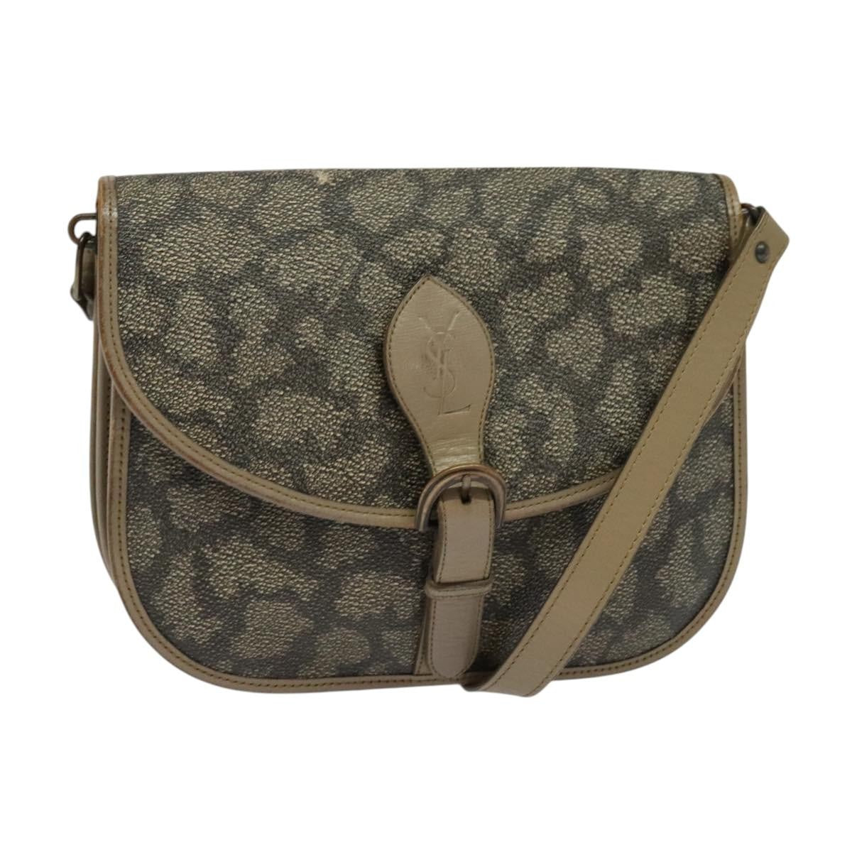 Saint Laurent Buckle Flap Crossbody Bag Canvas, BEIGE, CANVAS, Shoulder bag