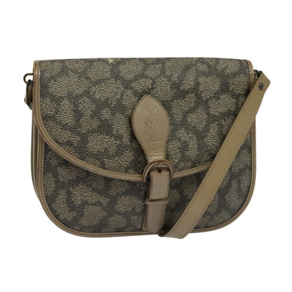 Saint Laurent Buckle Flap Crossbody Bag Canvas, BEIGE, CANVAS, Shoulder bag