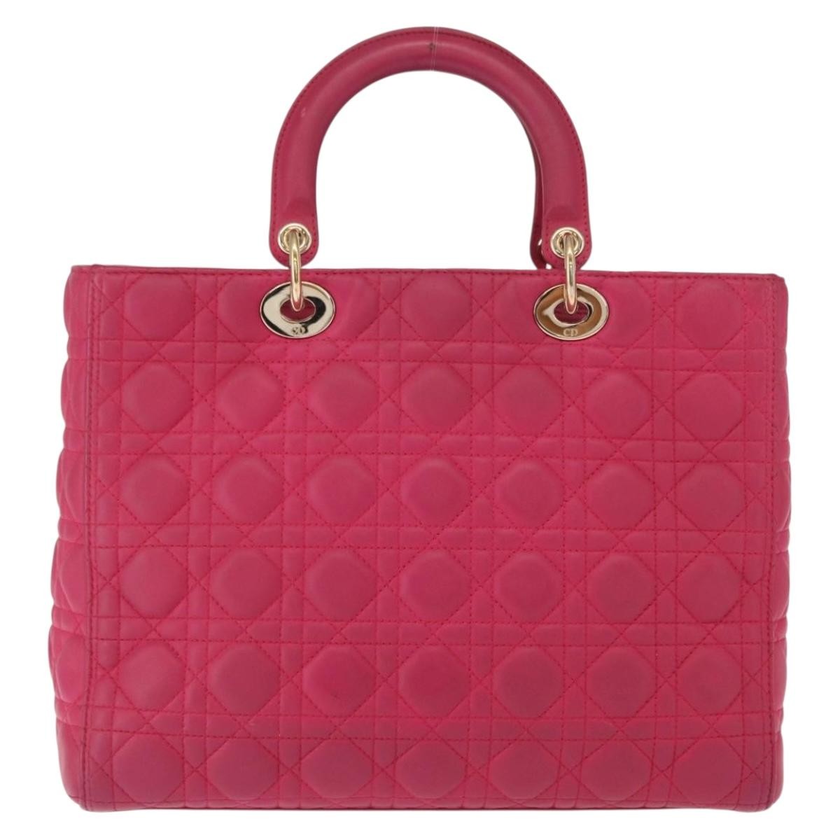 Christian Dior Lady Dior Bag Cannage Quilt Lambskin, PINK, LEATHER, Handbag