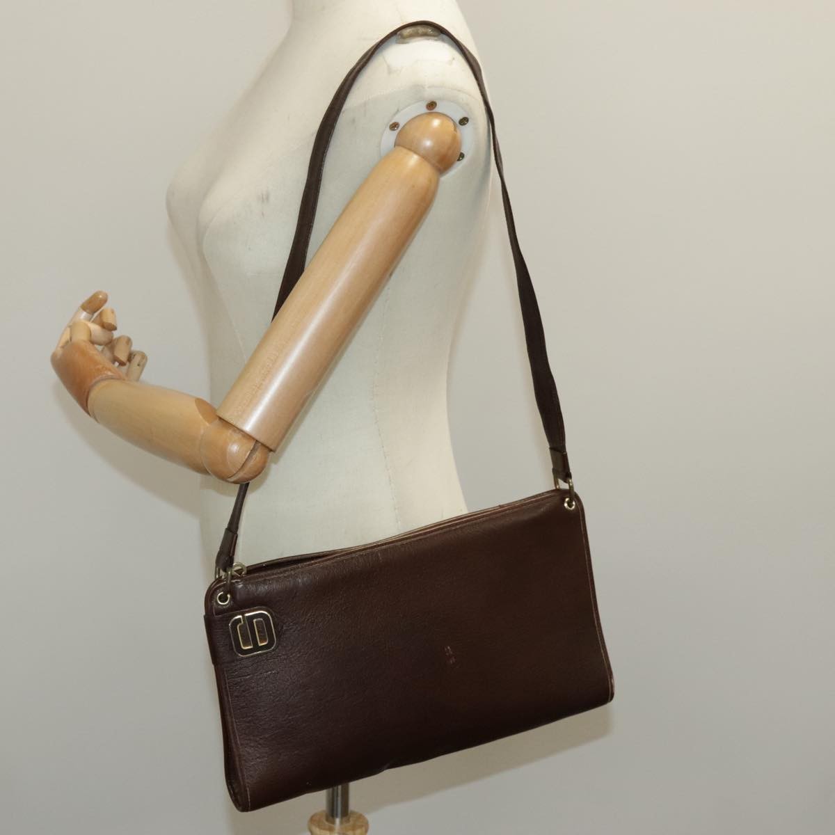 Christian Dior CD Shoulder bag Leather, BROWN, LEATHER, Shoulder bag