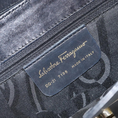 Salvatore Ferragamo Vintage Handbag Leather, BLACK, LEATHER, Handbag