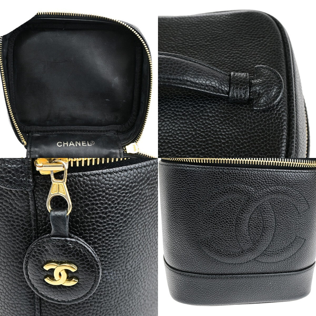 Chanel Vintage Timeless Vanity Case Caviar, BLACK, CALFSKIN, Handbag