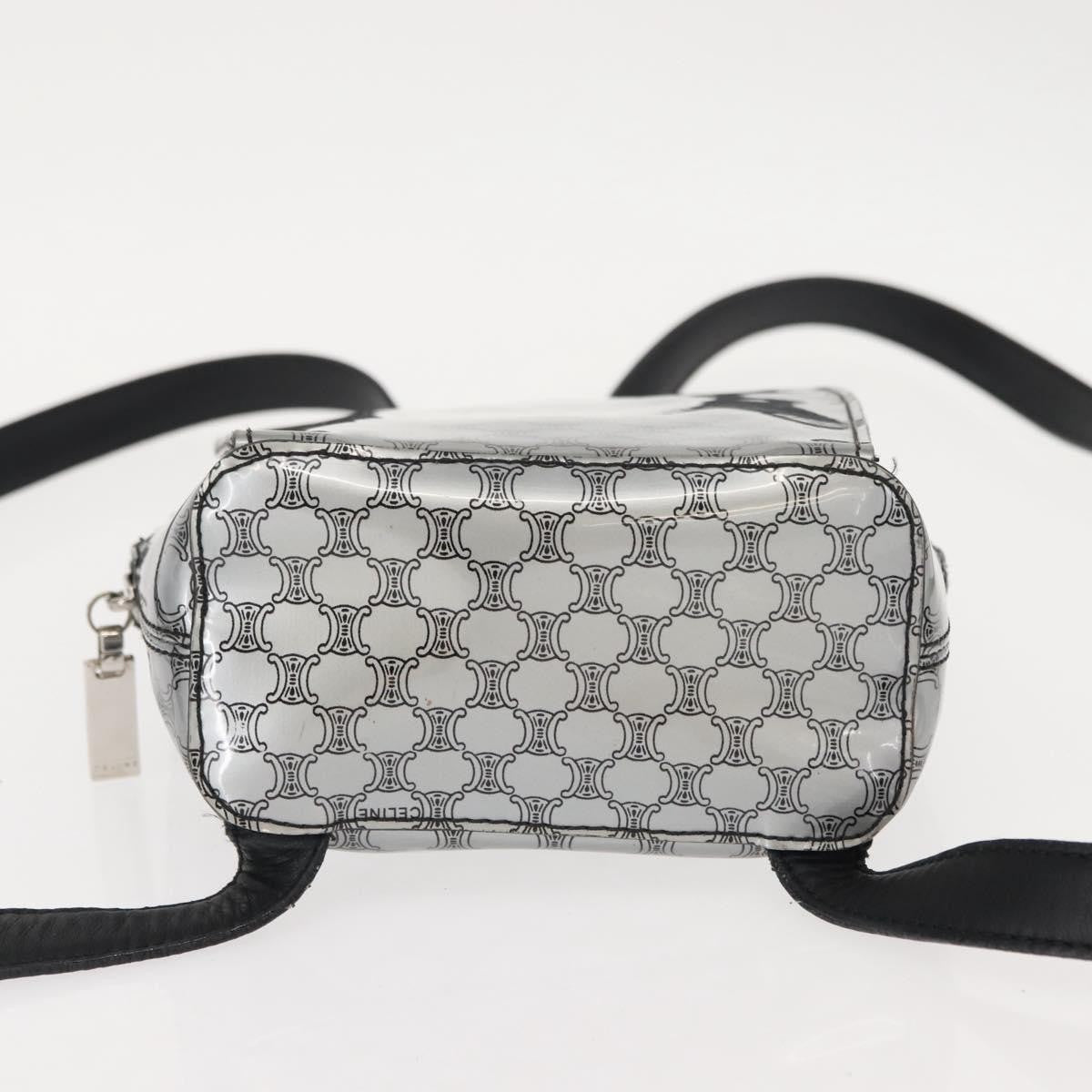 Celine Vintage Macadam Backpack Canvas and Leather, SILVER, PVC, Backpack