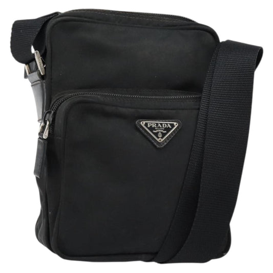 Prada Front Pocket Messenger Bag Tessuto, BLACK, NYLON, Shoulder bag