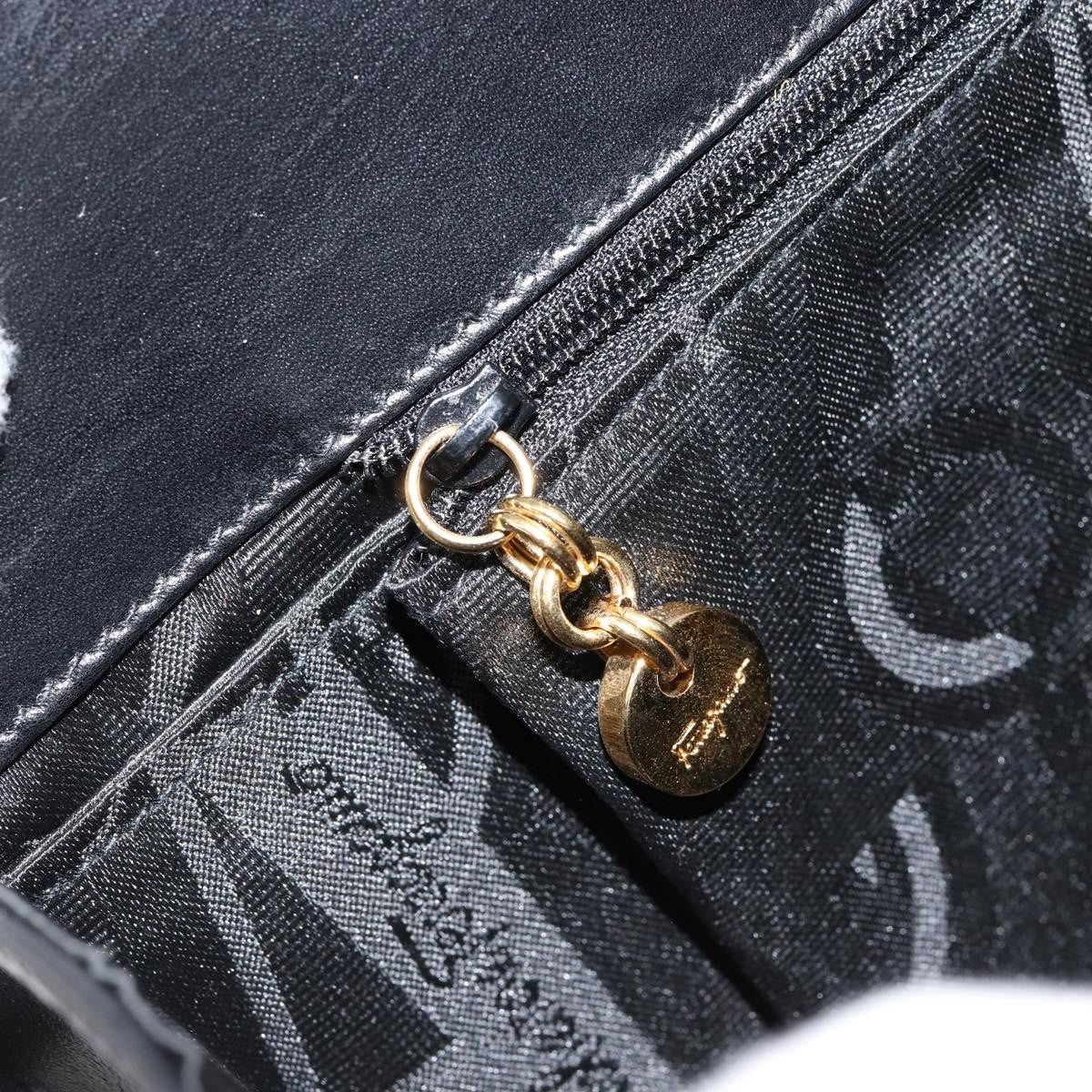 Salvatore Ferragamo Vintage Gancini Chain Shoulder Bag Leather, BLACK, LEATHER, Shoulder bag