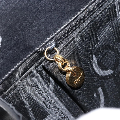 Salvatore Ferragamo Vintage Gancini Chain Shoulder Bag Leather, BLACK, LEATHER, Shoulder bag