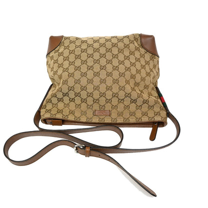 Gucci Web Loop Shoulder Bag GG Canvas, BROWN, CANVAS, Shoulder bag