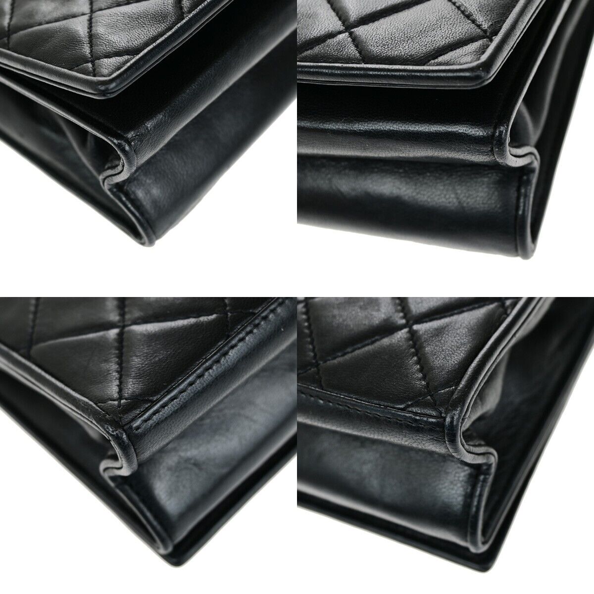 Chanel Vintage CC Chain Full Flap Bag Quilted Leather, BLACK, LEATHER, Shoulder bag