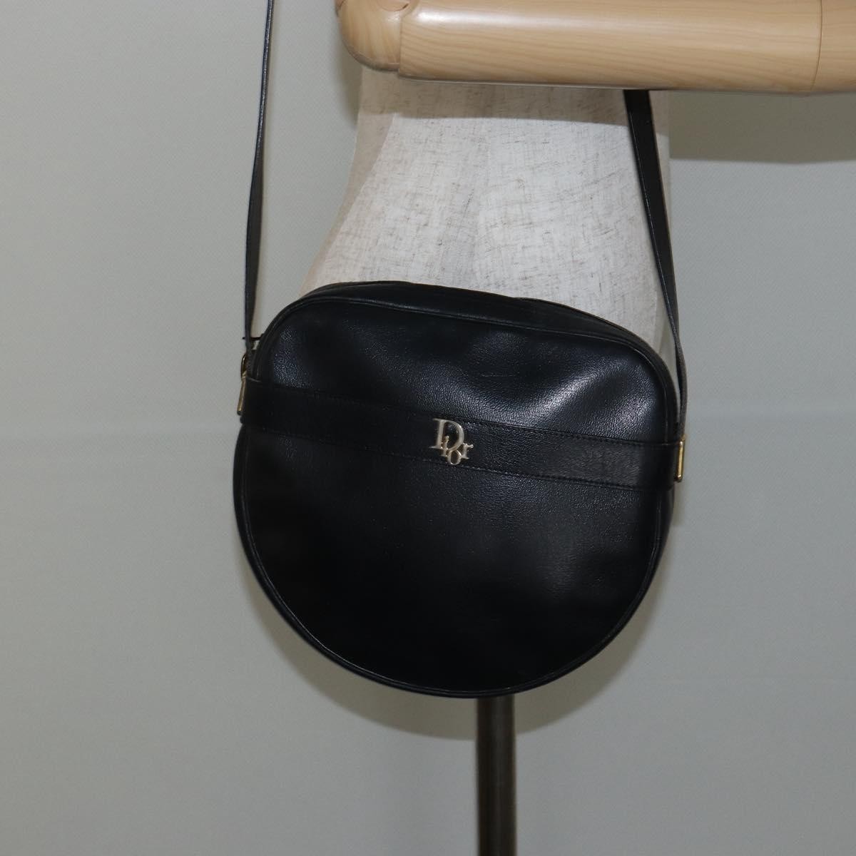 Christian Dior Vintage Shoulder Bag Leather, NAVY, LEATHER, Shoulder bag