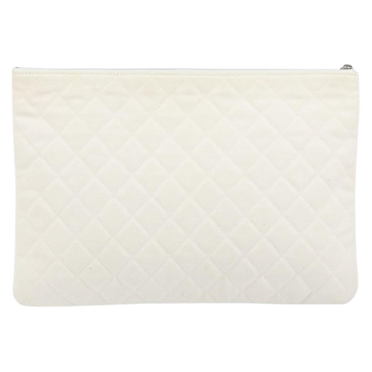 Chanel Coco Cuba Pouch Printed Quilted Canvas, WHITE, CANVAS, Clutche & pouche